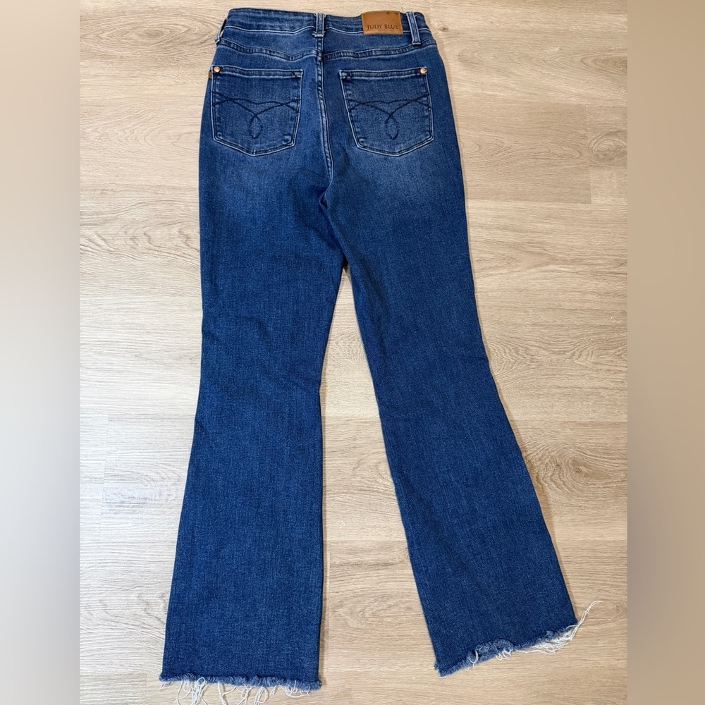 Judy Blue Indigo-Flare High-Rise Wide Leg Jeans - Picture 3 of 9